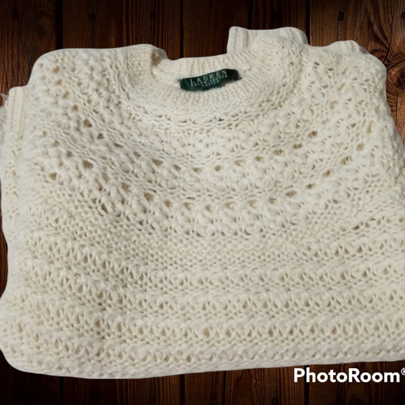 Lauren Ralph Lauren Alpaca Loose Crochet Sweater, Size SP - Picture 13 of 14
